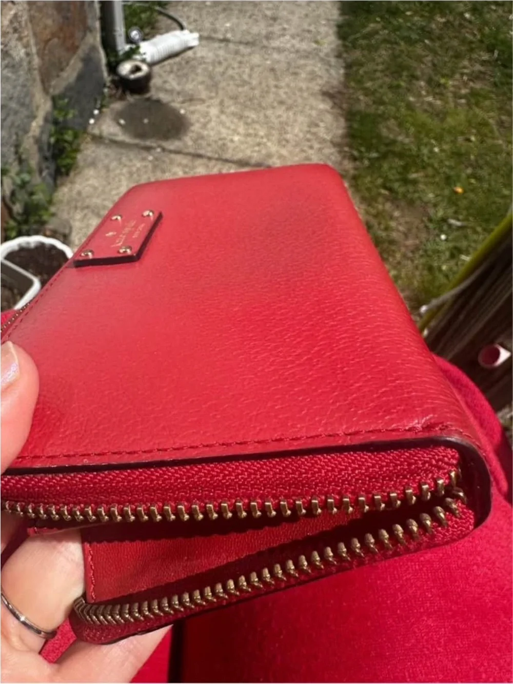 Lk New Kate Spade Wallet Red gold Wallet large zip red gold wallet gold hardware